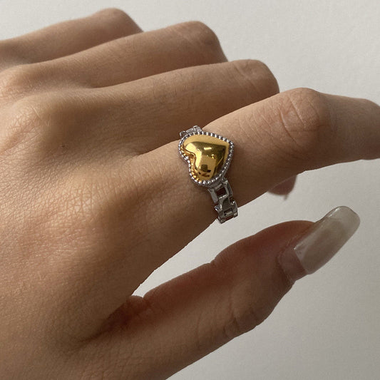 Stainless steel 18k gold-plated heart ring