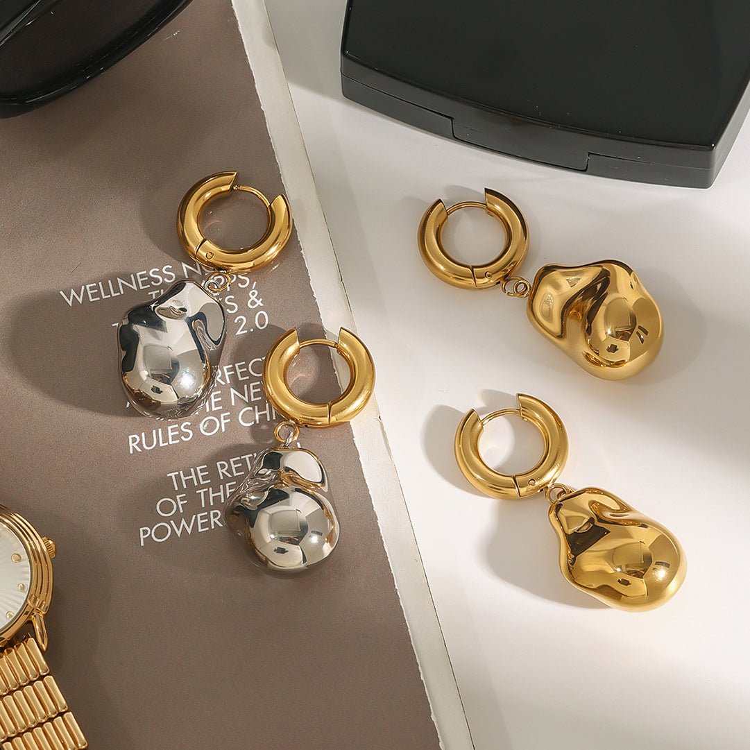 Stainless steel 18k gold-plated earrings