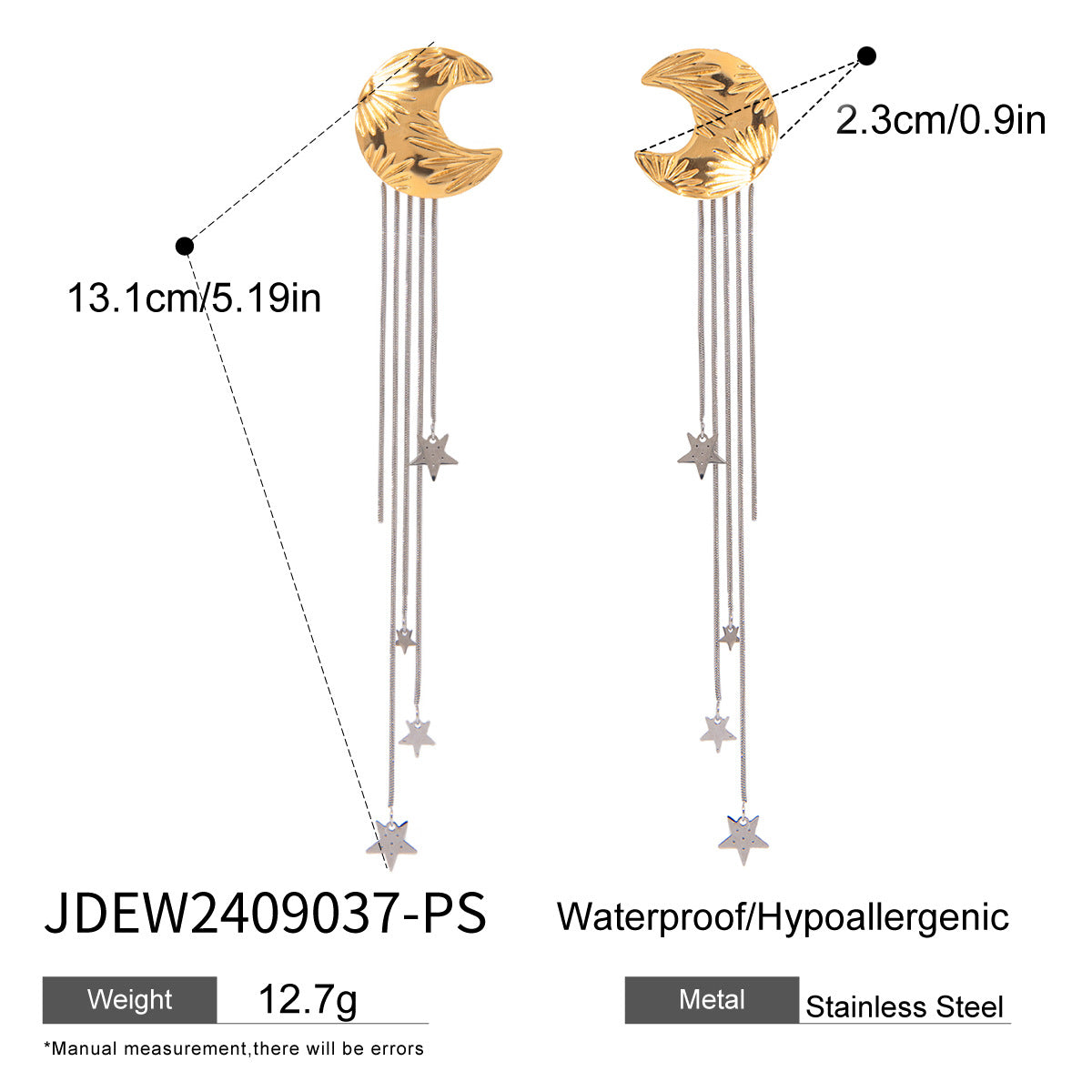 Stainless steel 18k gold-plated earrings