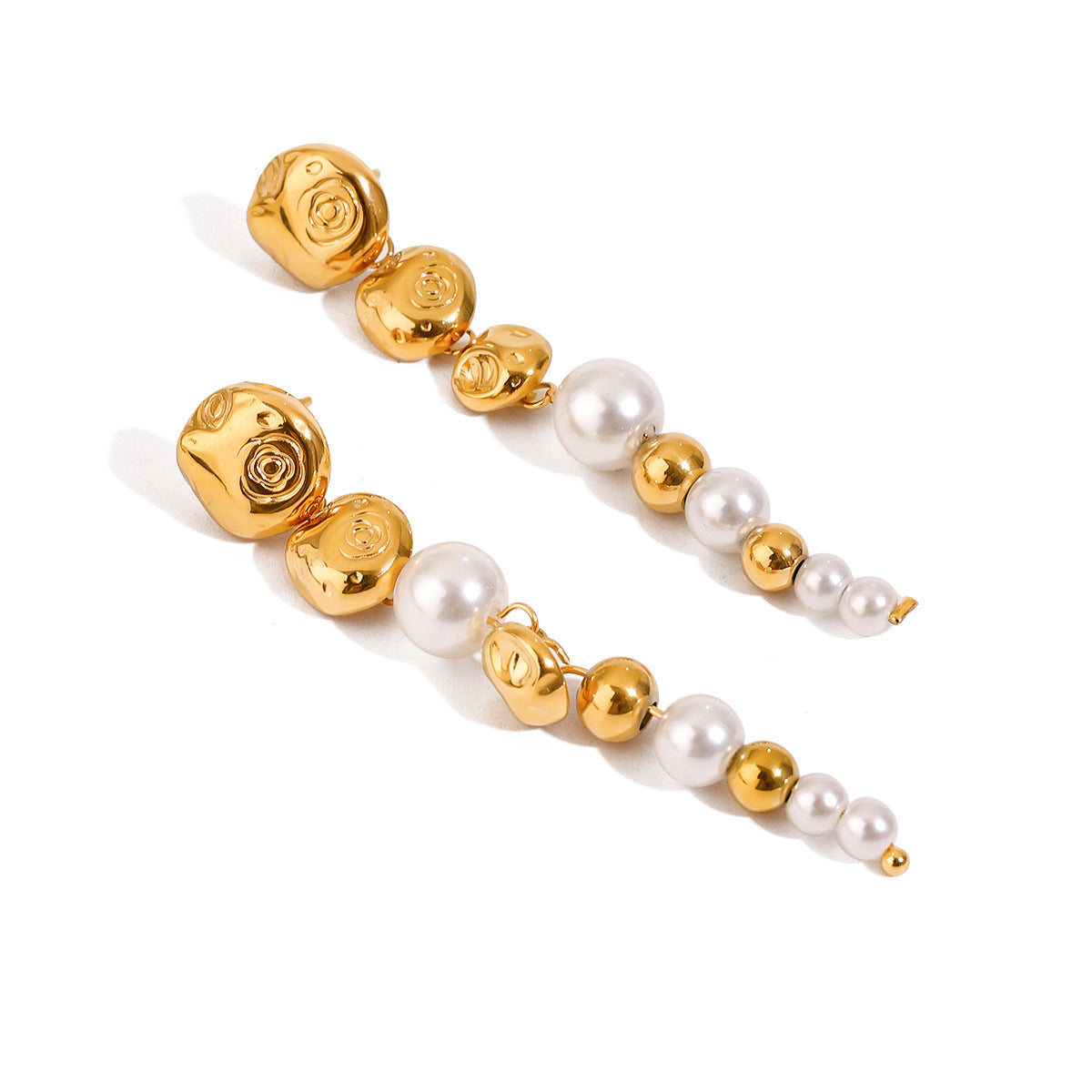 Stainless steel 18k gold-plated pearl earrings