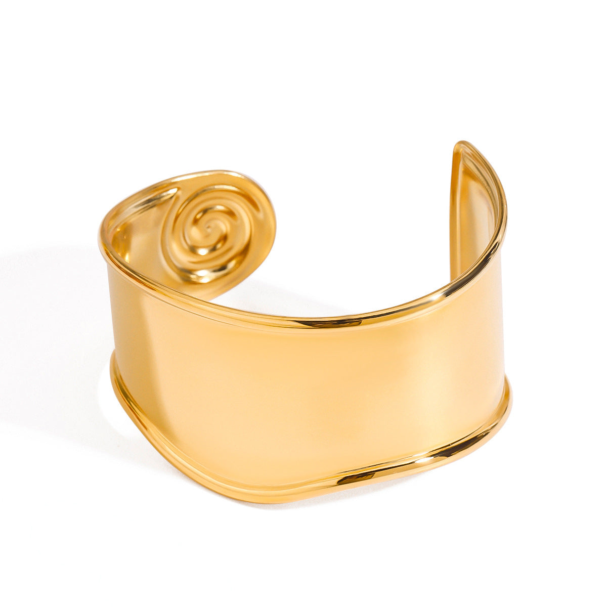 Stainless steel 18k gold-plated spiral smooth-surface bangle