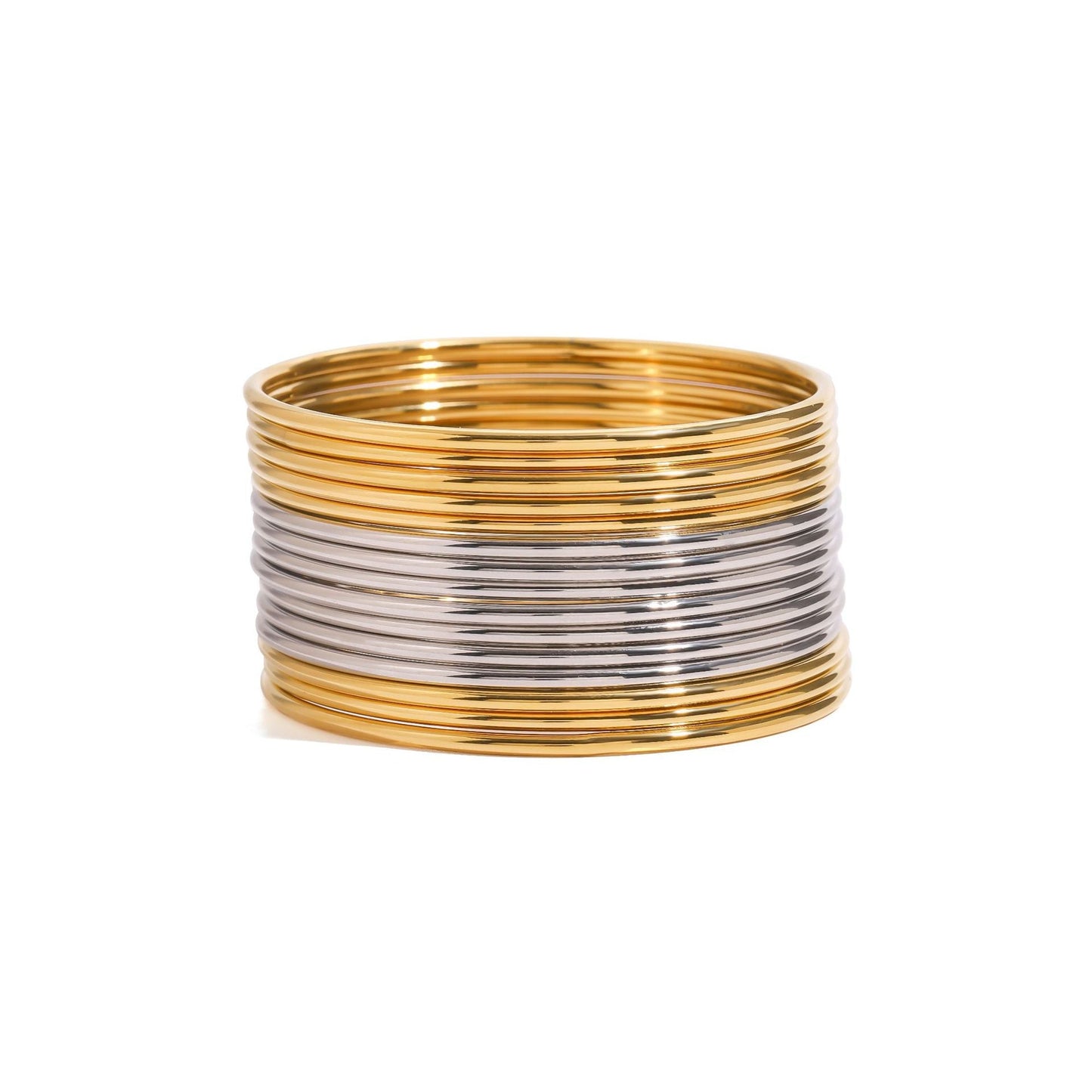 Stainless steel 18k gold-plated plain hoop bracelet