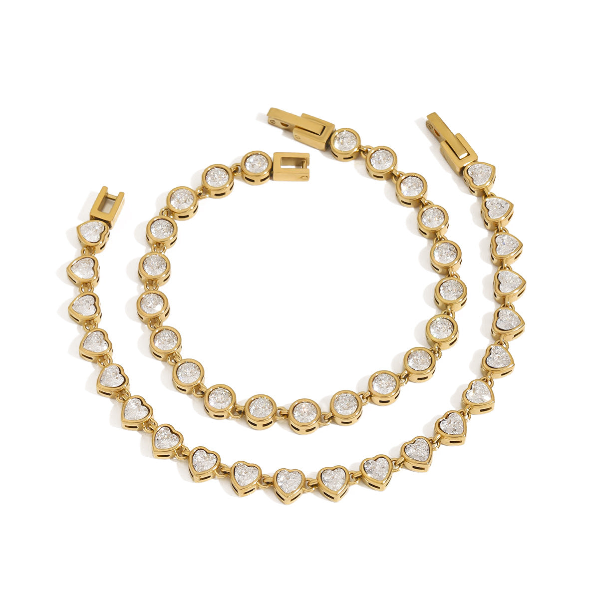 Stainless steel 18k gold-plated zircon bracelet
