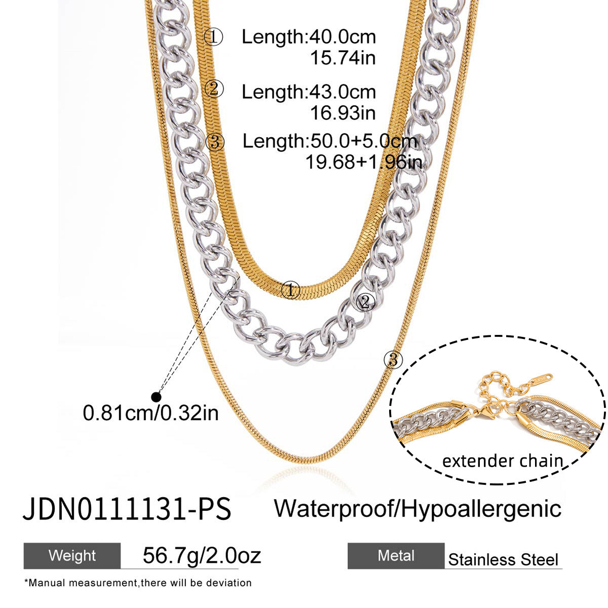 Stainless steel 18k gold-plated necklace