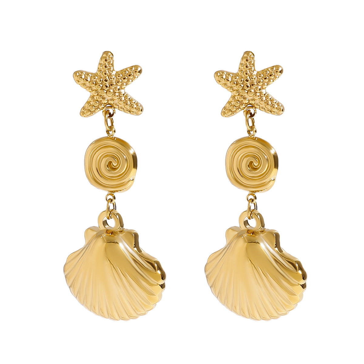 Stainless steel 18k gold-plated vocation-style earrings