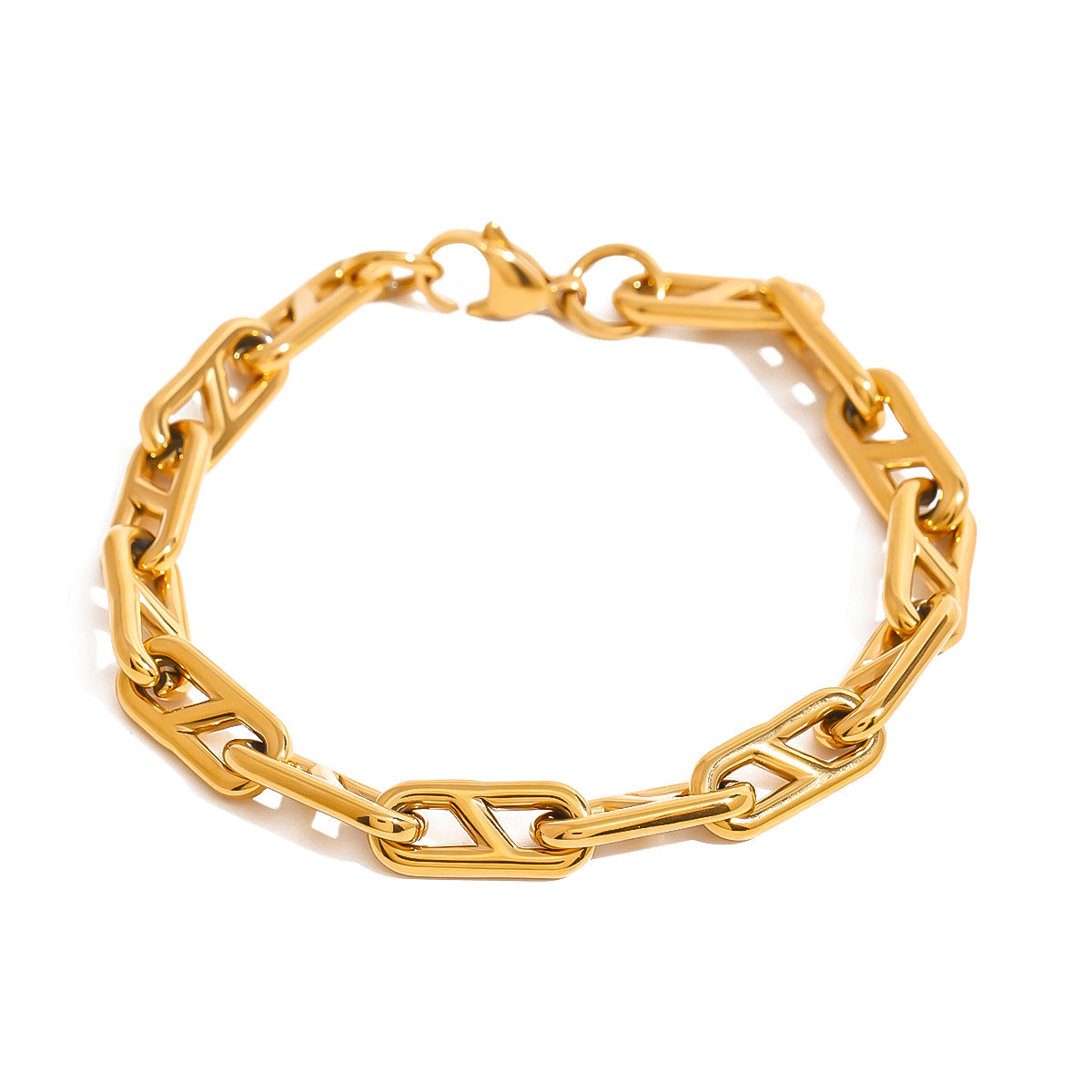 Stainless steel 18k gold-plated chain bracelet