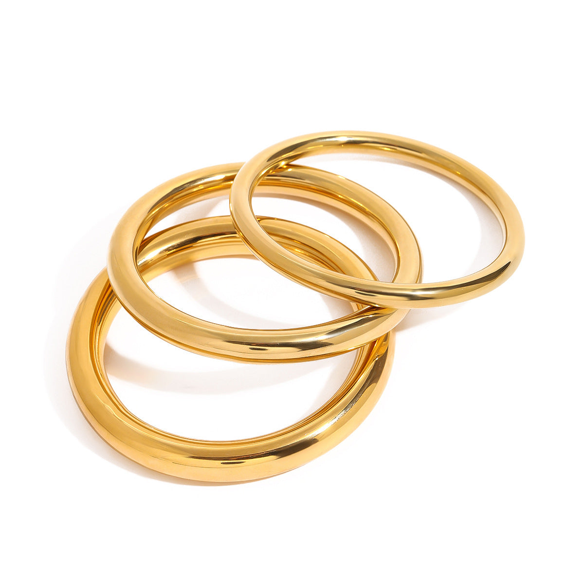 Stainless steel 18k gold-plated plain bracelet