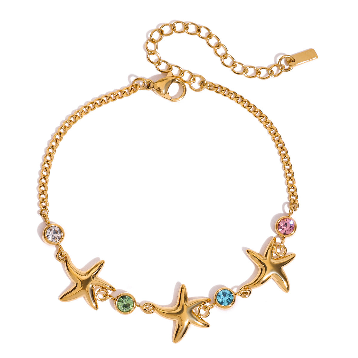 Stainless steel 18k gold-plated starfish bracelet
