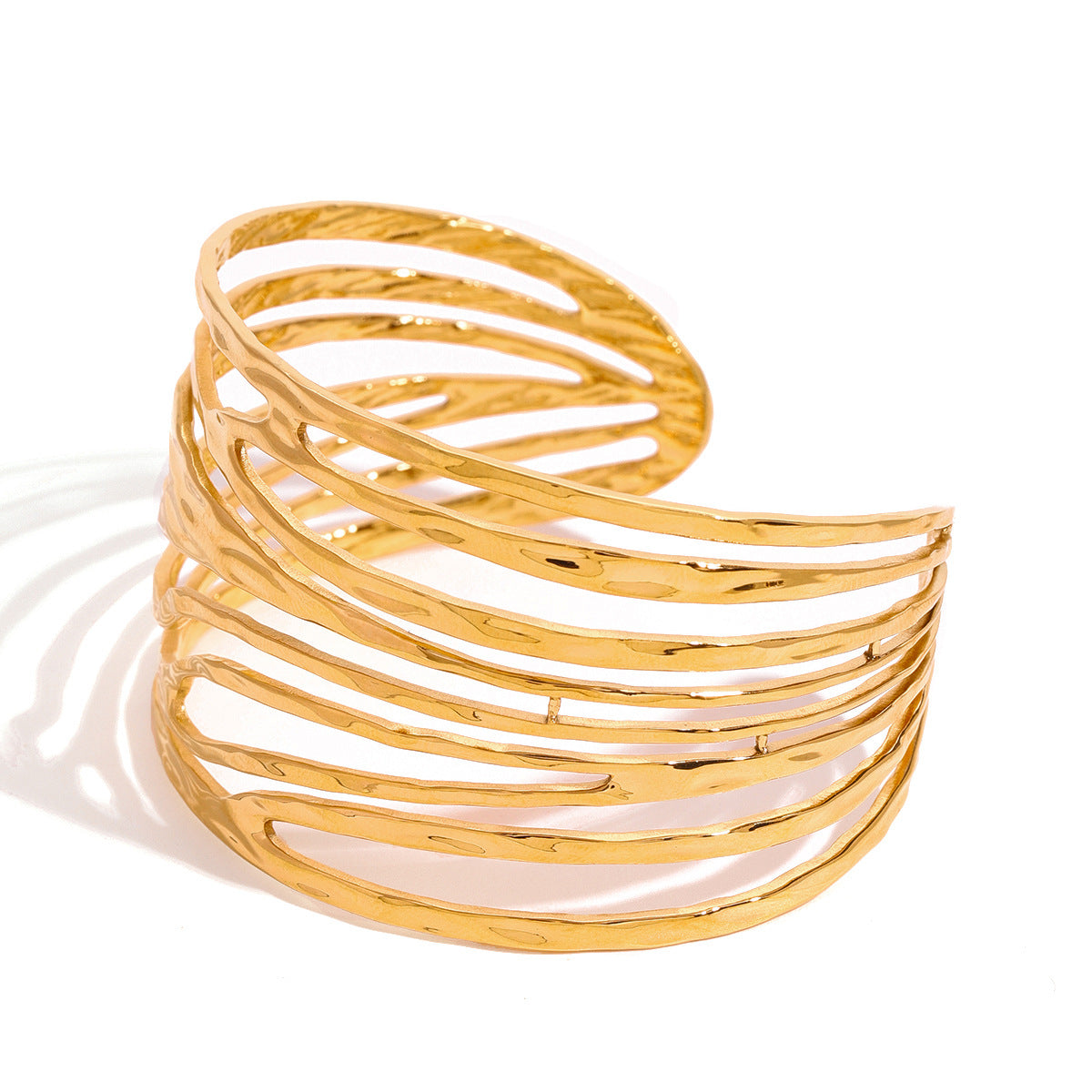 Stainless steel 18k gold-plated hollow bangle