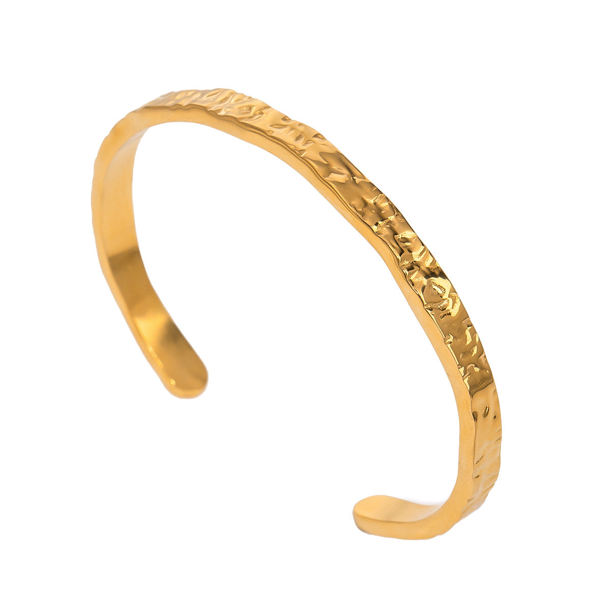 Stainless steel 18k gold-plated wave-patterned open-ended bracelet
