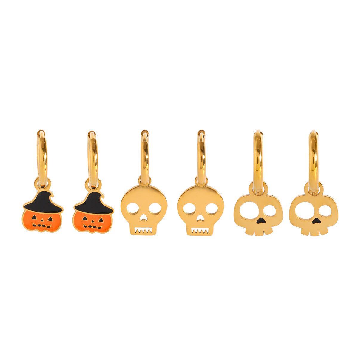 Stainless steel 18k gold-plated Halloween earrings