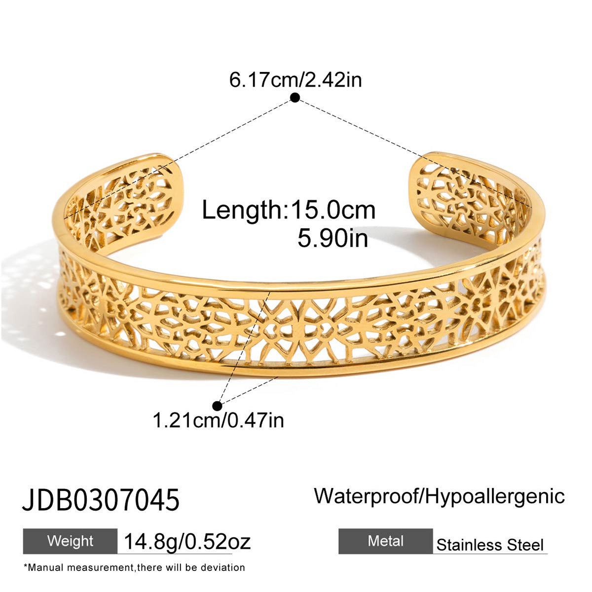 Stainless steel 18k gold-plated bangle