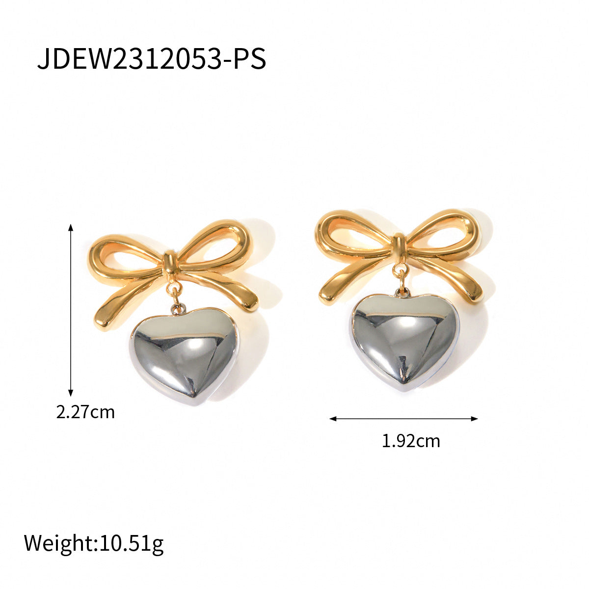 Stainless steel 18k gold-plated bow earrings