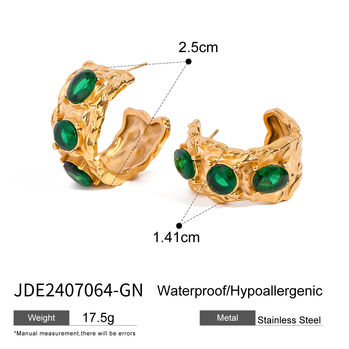 Stainless steel 18k gold-plated earrings