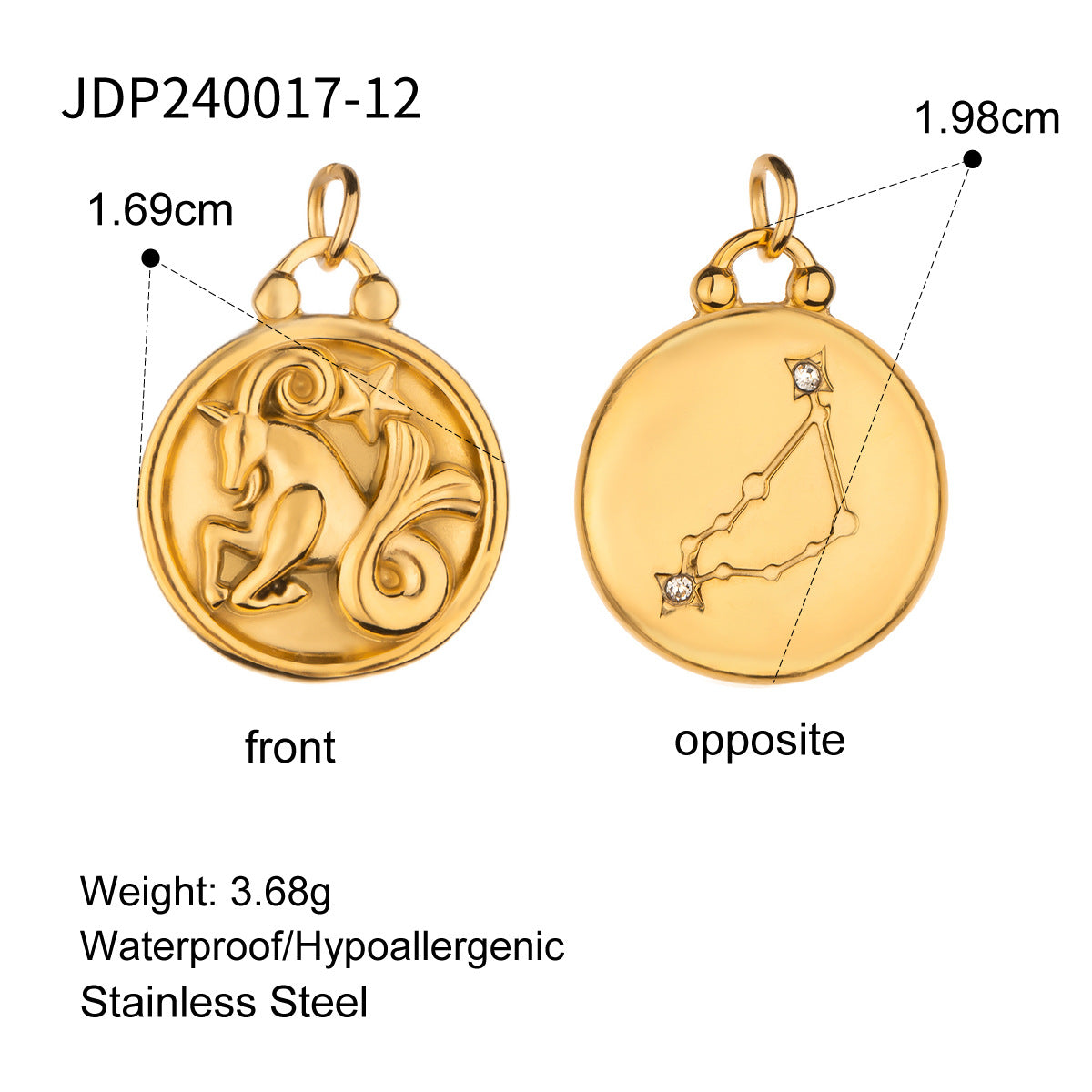 Stainless Steel 18k gold-plated Constellation Jewelry Accessories DIY Pendant
