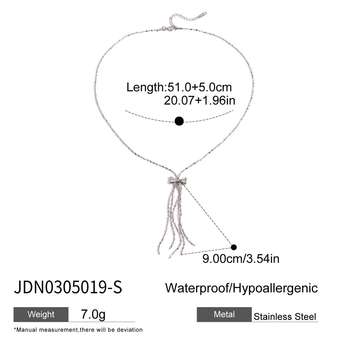 Titanium stainless steel tassel necklace