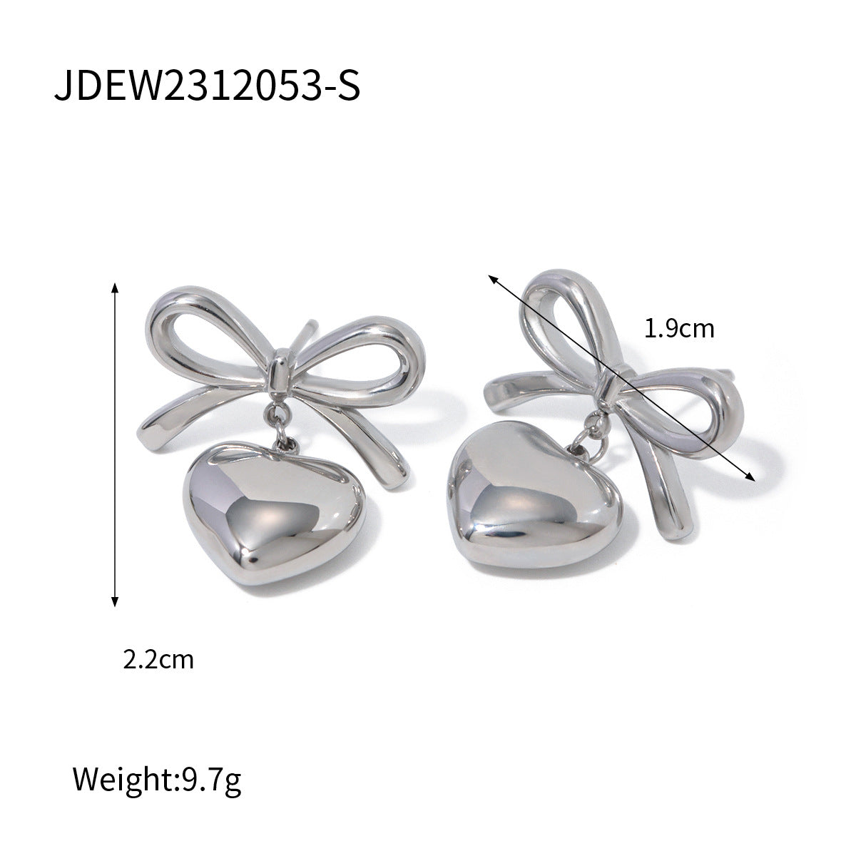 Stainless steel 18k gold-plated bow earrings