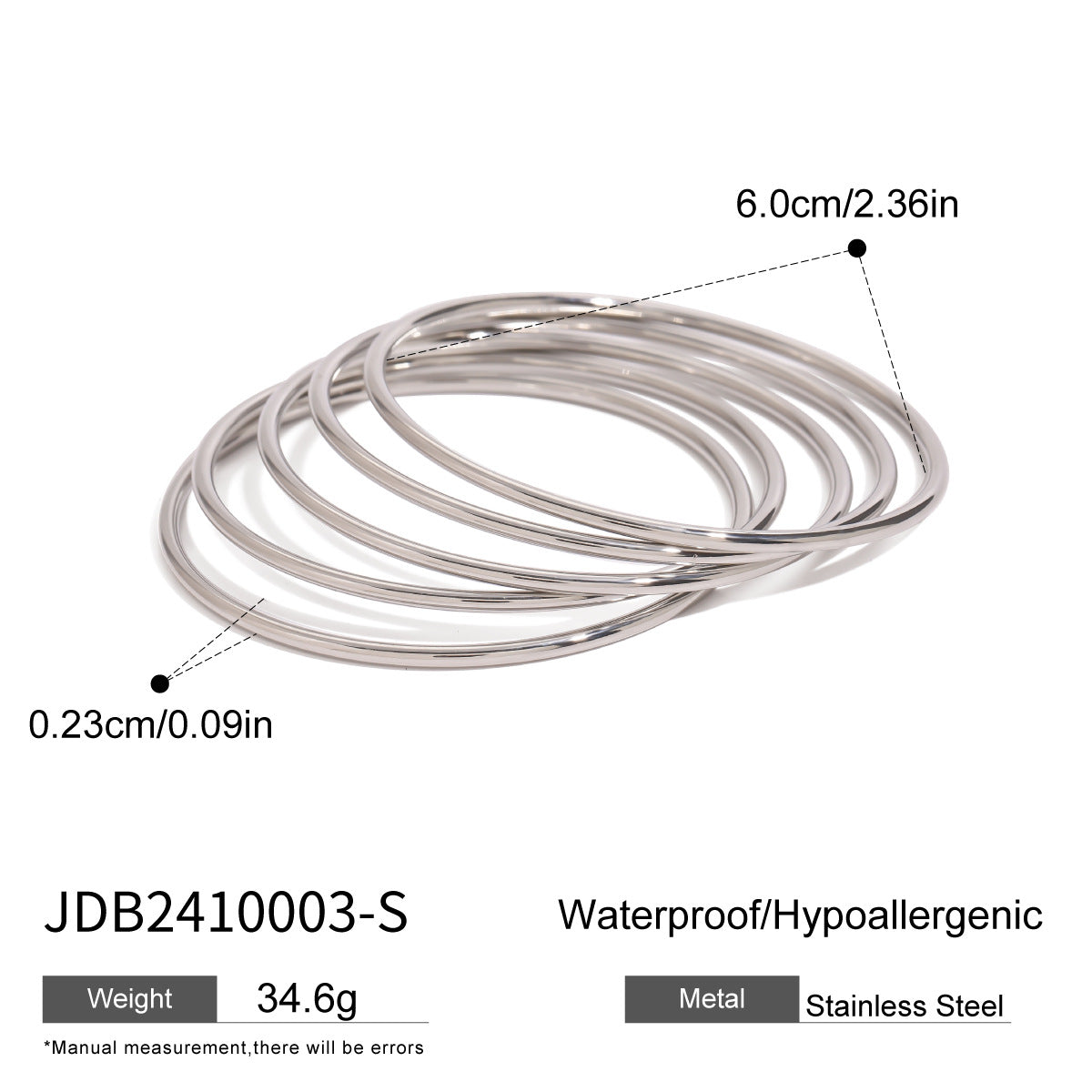 Stainless steel 18k gold-plated plain hoop bracelet