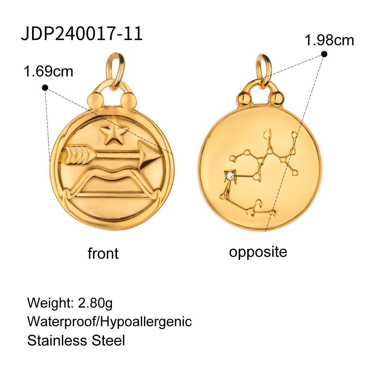 Stainless Steel 18k gold-plated Constellation Jewelry Accessories DIY Pendant