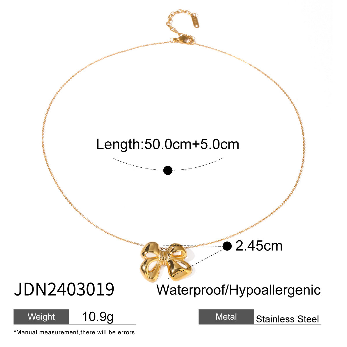 Stainless steel 18k gold-plated bow-tie jewelry