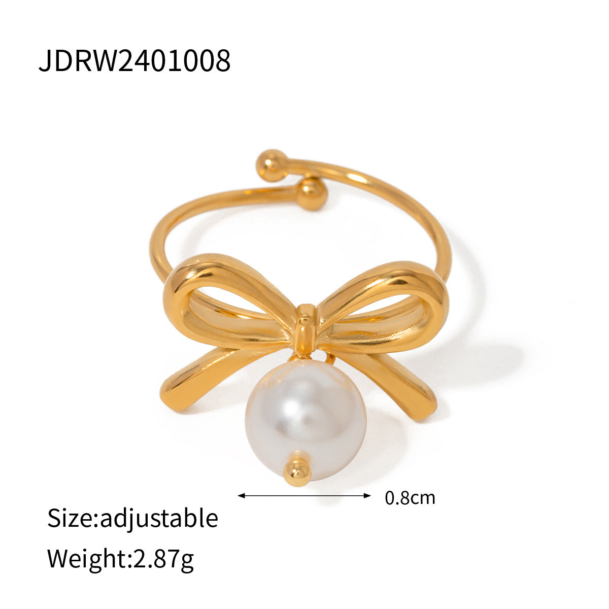 Stainless steel 18k gold-plated bow and heart necklace