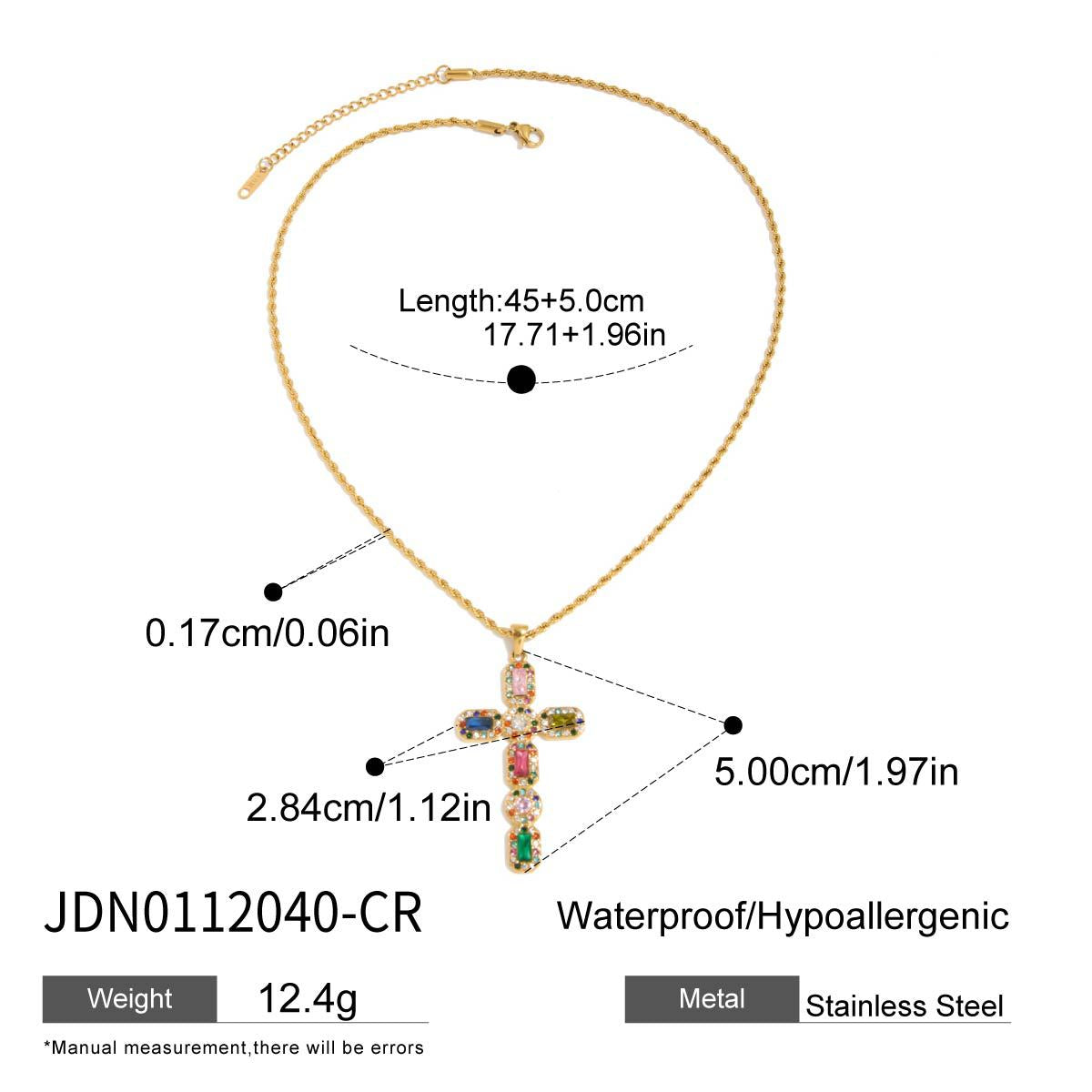 Stainless steel 18k gold-plated cross necklace