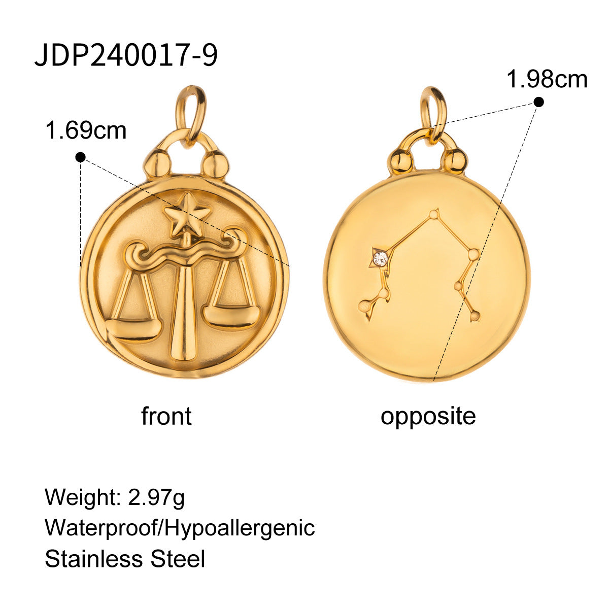 Stainless Steel 18k gold-plated Constellation Jewelry Accessories DIY Pendant