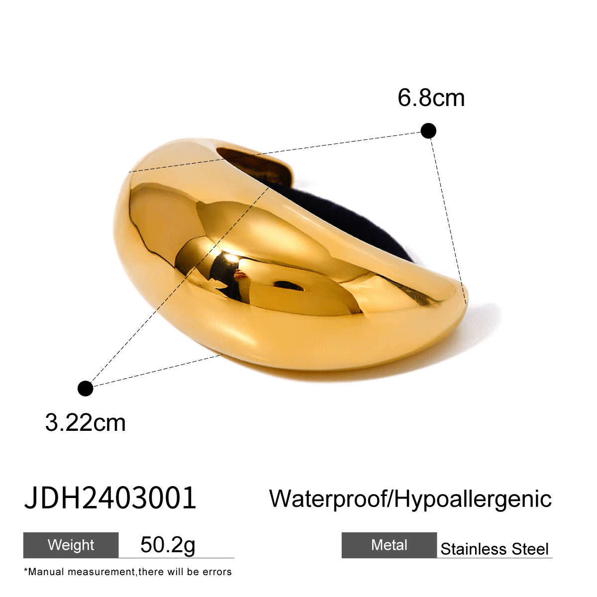 Stainless steel 18k gold-plated ponytail holder