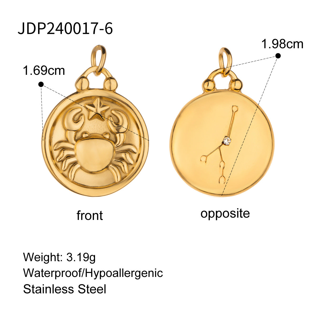 Stainless Steel 18k gold-plated Constellation Jewelry Accessories DIY Pendant