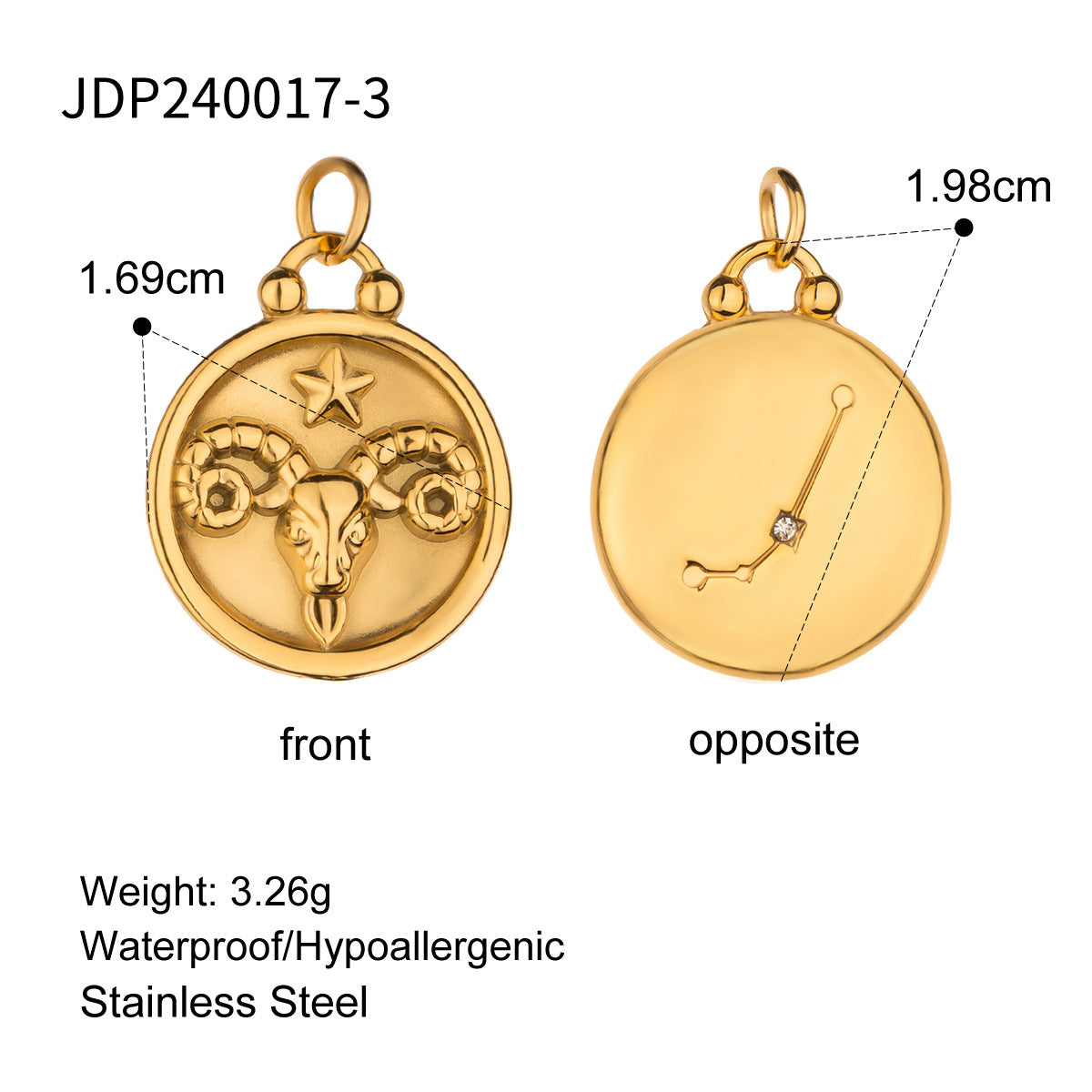 Stainless Steel 18k gold-plated Constellation Jewelry Accessories DIY Pendant