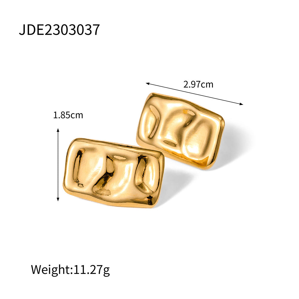 Stainless steel 18k gold-plated square earrings