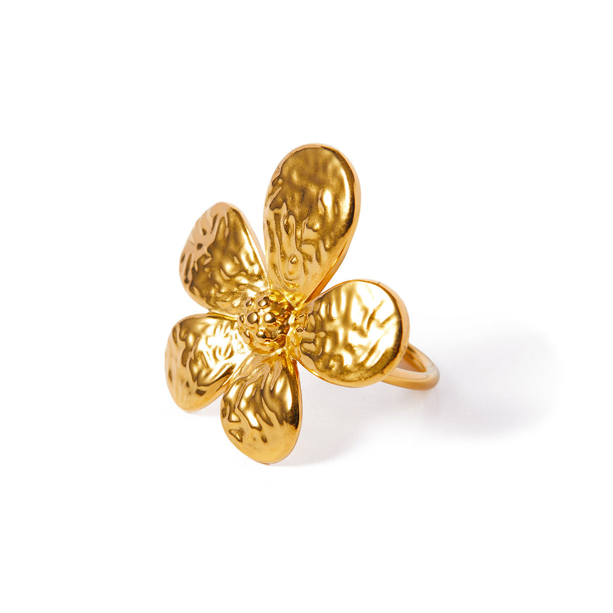 Stainless steel 18k gold-plated flower earrings