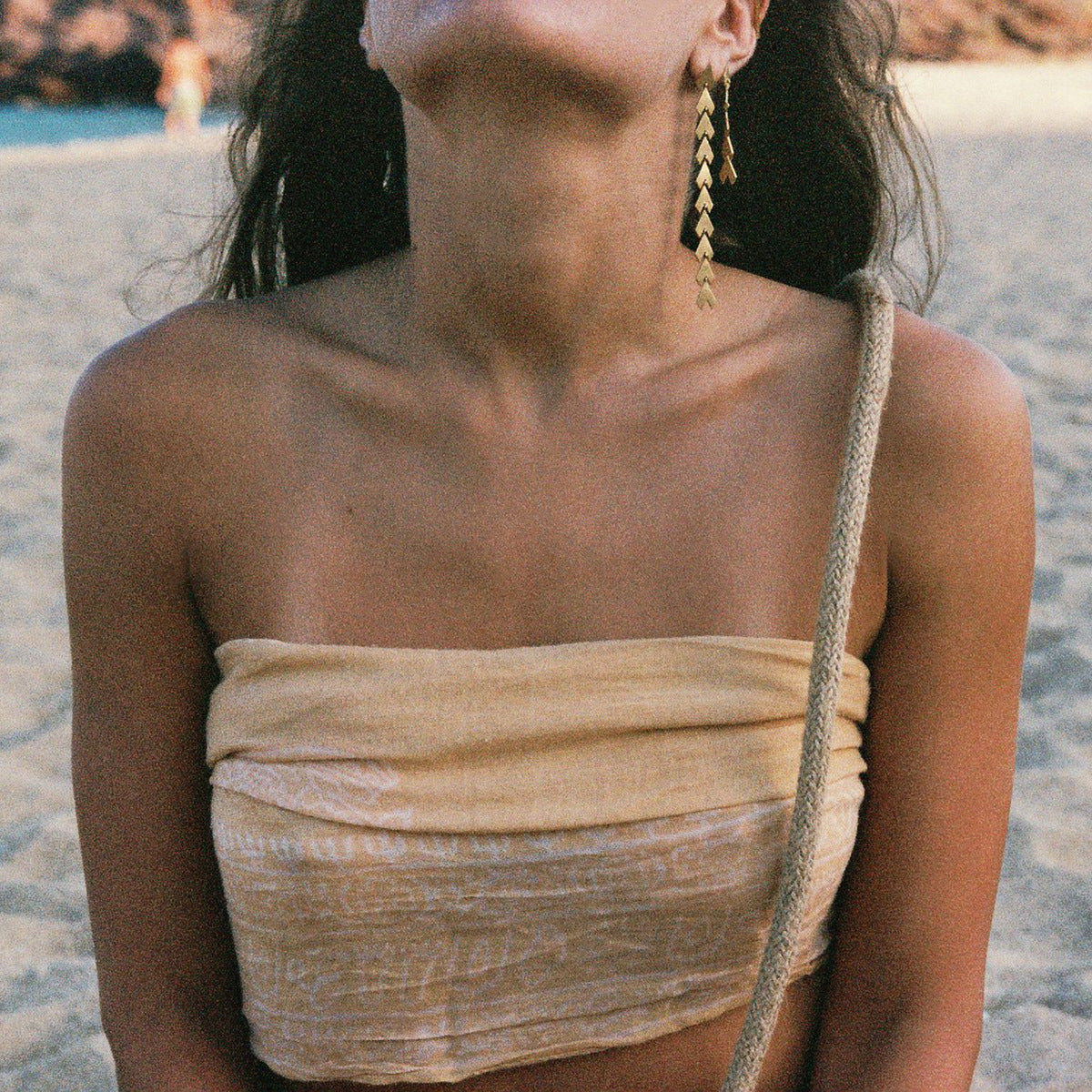 Stainless steel 18k gold-plated tassel earrings