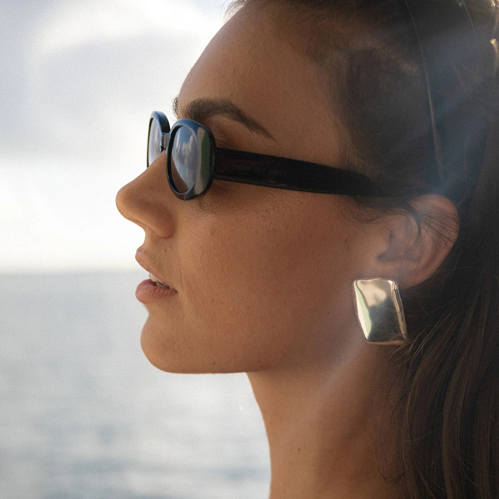 Stainless steel 18k gold-plated square earrings