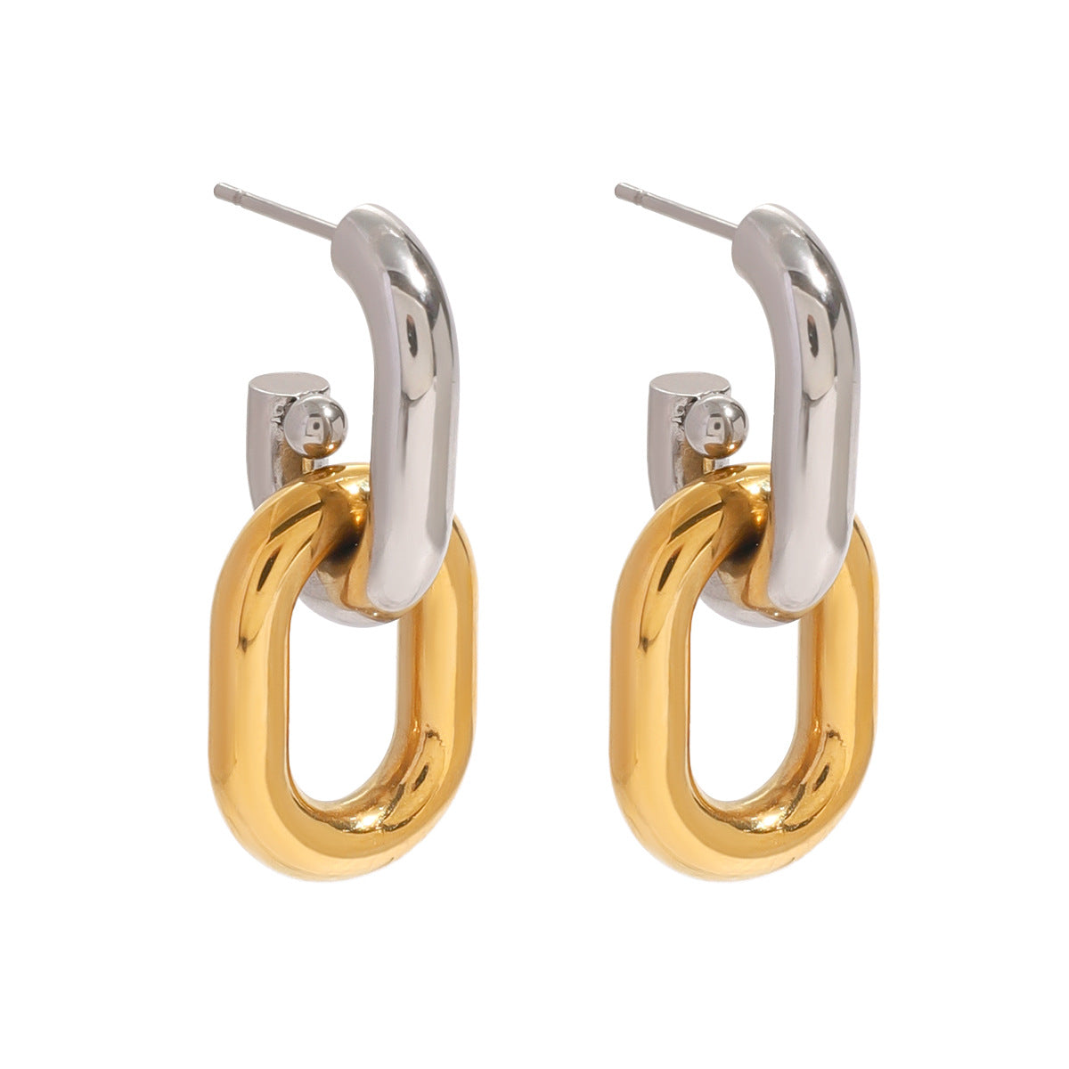 Stainless steel 18k gold-plated color-block earring