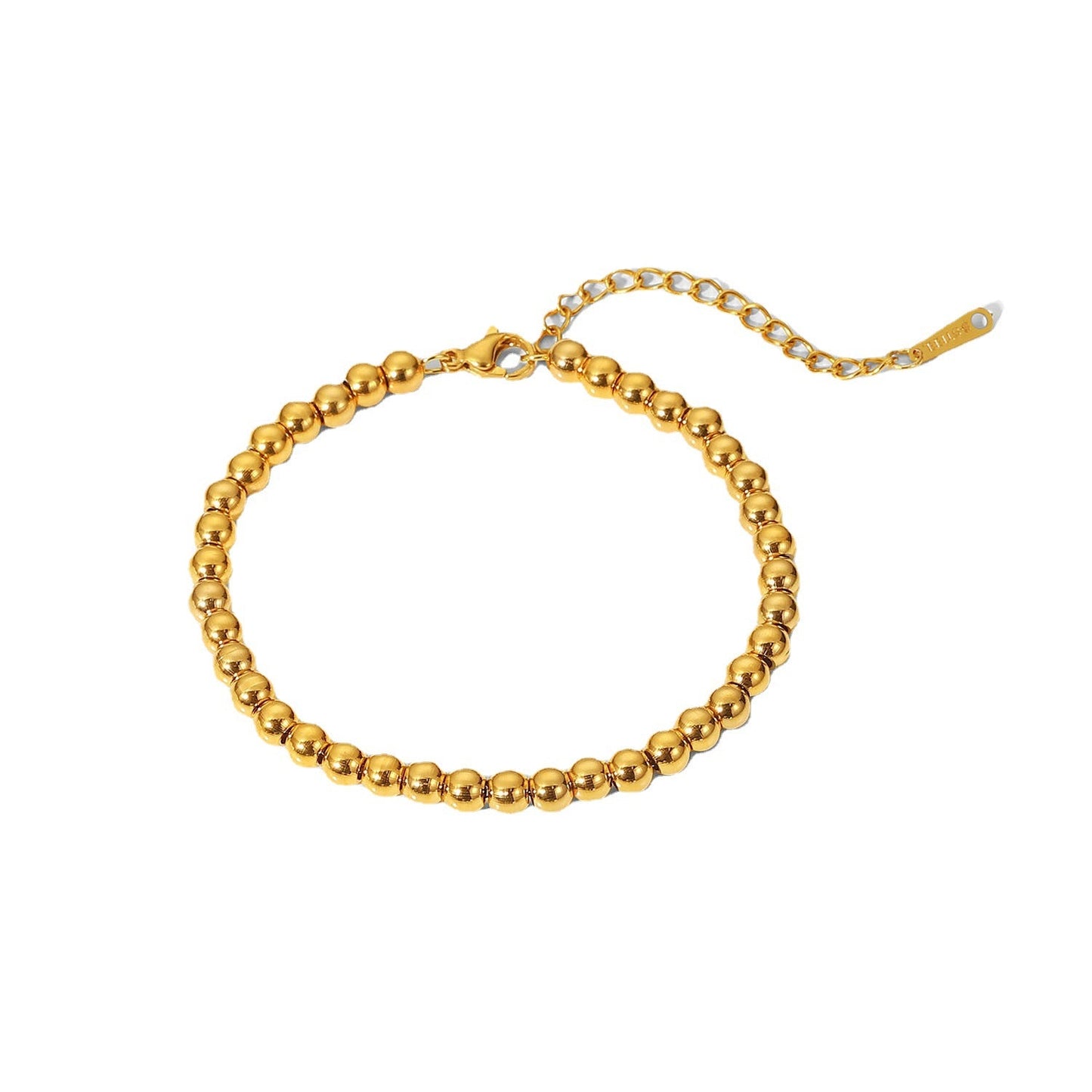 Stainless steel 18k gold-plated round beaded bracelet