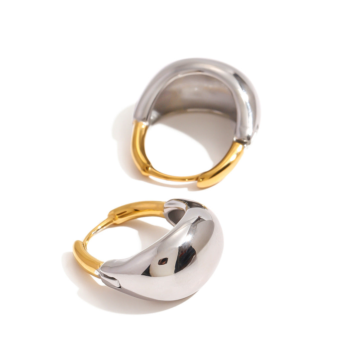 Stainless steel 18k gold-plated huggie earrings