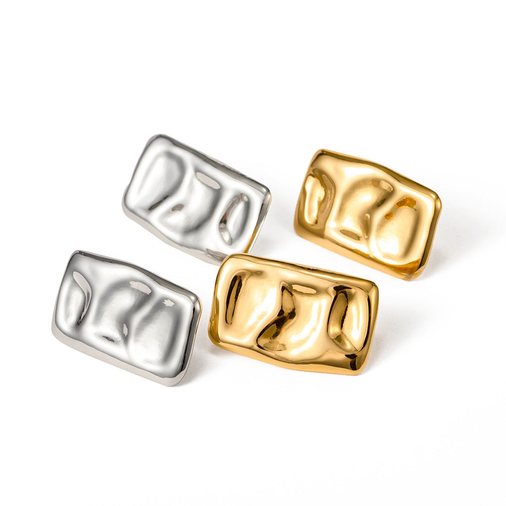 Stainless steel 18k gold-plated square earrings